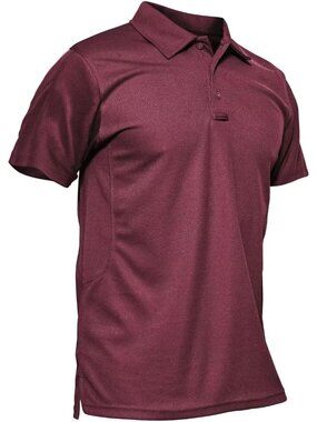 Men Wine Red-short Quick Dry Performance Polo Shirt Short Sleeve Tactical Golf